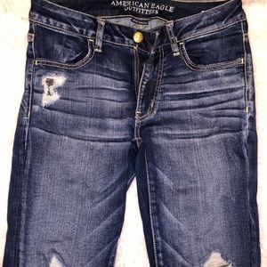 American Eagle Dark Wash Ripped Jeggings